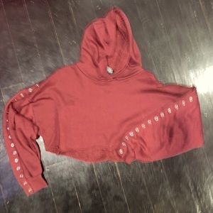 Burgundy crop hoodie